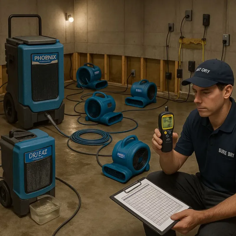 Structural Drying and Dehumidification process in Rutherfordton, NC